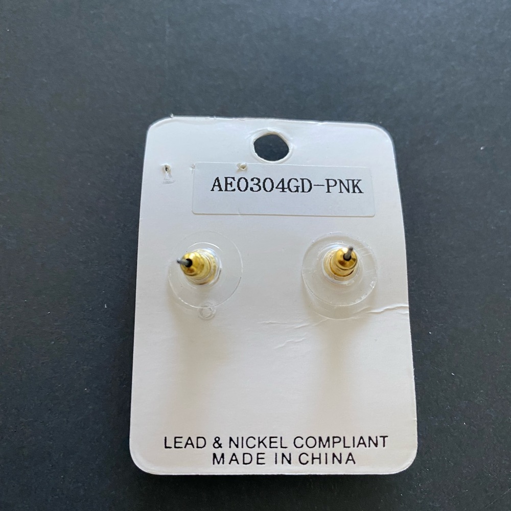 CZ Pear Shaped Pink Earrings NWT - Picture 2 of 2